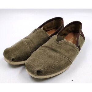 Toms Olive Canvas & Suede Slip on Casual Shoes Comfort Fit Mens Green Size 9
